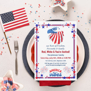 Patriotisk skallig örn Amerika 250-årsjubileum 4 j Inbjudningar