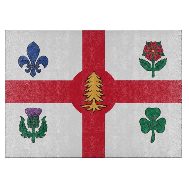 Patriotisk skärbräda med Montréals flagga (Framsidan)