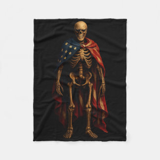 Patriotisk Skelett Amerikansk Flagga Gotisk Skräck Fleecefilt