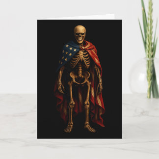 Patriotisk Skelett Amerikansk Flagga Gotisk Skräck Kort