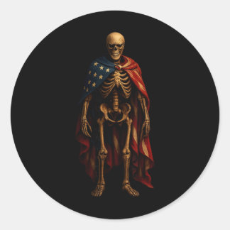 Patriotisk Skelett Amerikansk Flagga Gotisk Skräck Runt Klistermärke