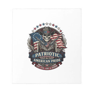 Patriotisk Skelett Cowboy Mörk Patriot Skelett &  Anteckningsblock