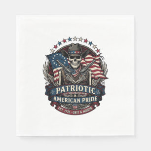 Patriotisk Skelett Cowboy Mörk Patriot Skelett &  Pappersservett