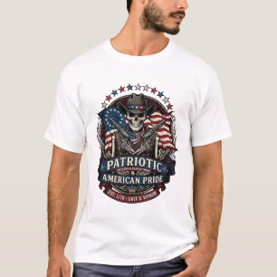 Patriotisk Skelett Cowboy Mörk Patriot Skelett & T Shirt