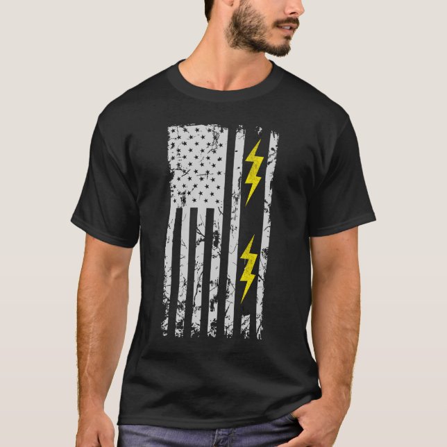 Patriotisk skjorta för elektrikerUSA-amerikanska T Shirt (Framsida)