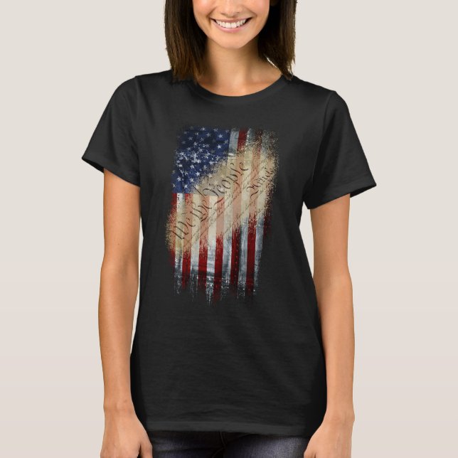 Patriotisk skjorta OSS FOLKET amerikanska flaggan T Shirt (Framsida)