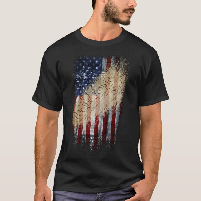 Patriotisk skjorta OSS FOLKET amerikanska flaggan T Shirt (Framsida)