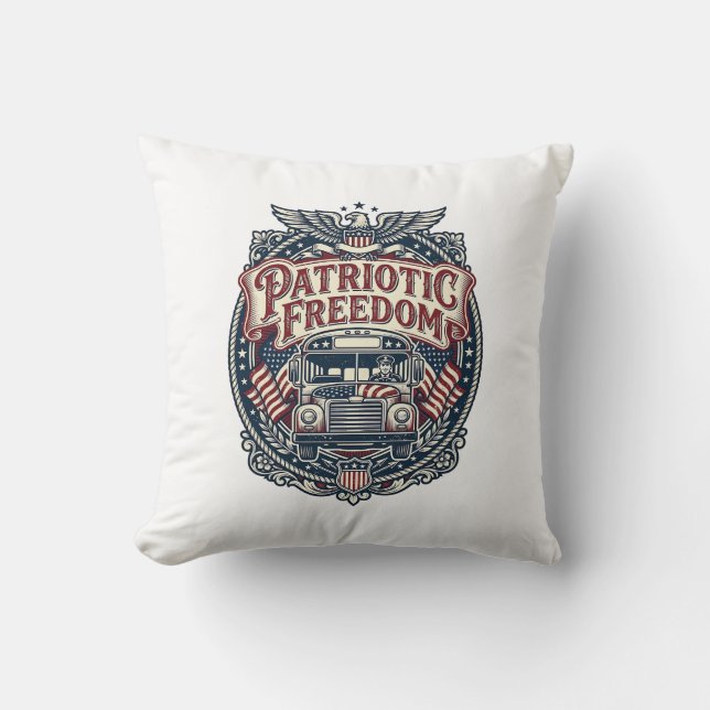 Patriotisk skolbussförare kudde (Framsida)