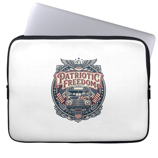 Patriotisk skolbussförare laptop fodral (Framsidan)