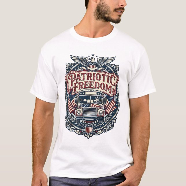 Patriotisk skolbussförare t shirt (Framsida)