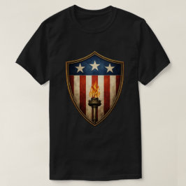 Patriotisk Sköld Fackla Amerikansk Frihetsflamma T Shirt