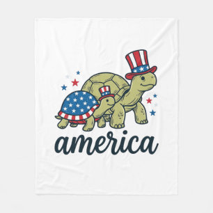 Patriotisk Sköldpadda Amerika Vintage Gravyr Desig Fleecefilt