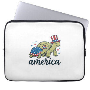 Patriotisk Sköldpadda Amerika Vintage Gravyr Desig Laptop Fodral