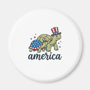Patriotisk Sköldpadda Amerika Vintage Gravyr Desig Magnet