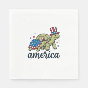 Patriotisk Sköldpadda Amerika Vintage Gravyr Desig Pappersservett