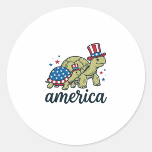 Patriotisk Sköldpadda Amerika Vintage Gravyr Desig Runt Klistermärke