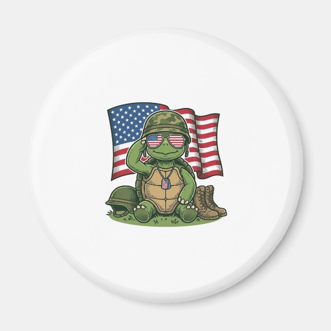Patriotisk Sköldpadda Hälsning Vektor Design_1 Magnet (Framsidan)