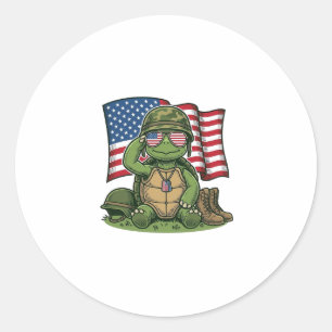 Patriotisk Sköldpadda Hälsning Vektor Design_1 Runt Klistermärke