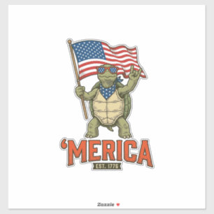 Patriotisk Sköldpadda ‘Merica Vintage Vektor Klistermärken