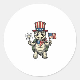 Patriotisk Sköldpadda Vintage Gravyr Grafik för Vi Runt Klistermärke