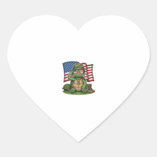 Patriotisk Sköldpadds Hilsen Vektor Design_1 Hjärtformat Klistermärke