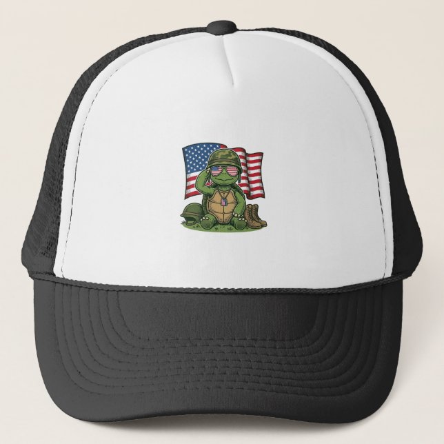 Patriotisk Sköldpadds Hilsen Vektor Design_1 Keps (Framsida)