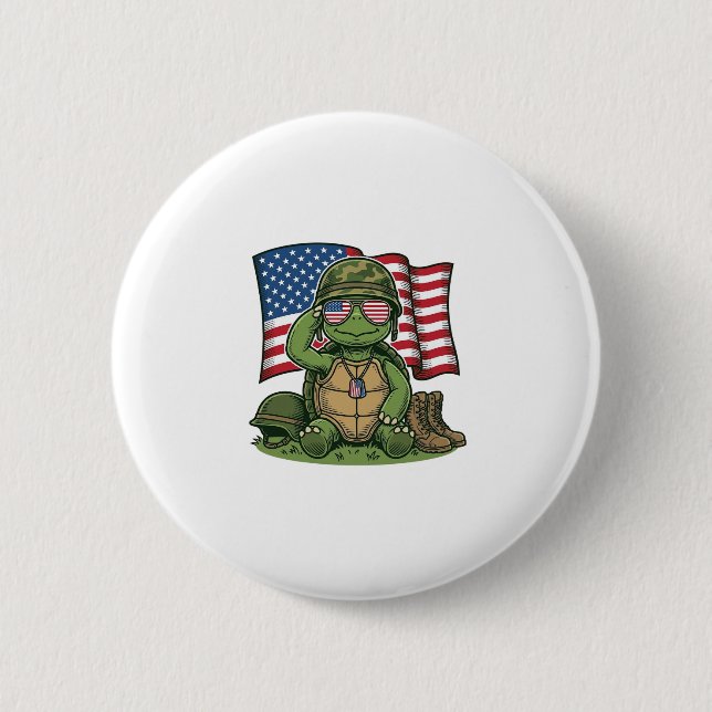 Patriotisk Sköldpadds Hilsen Vektor Design_1 Knapp (Framsida)