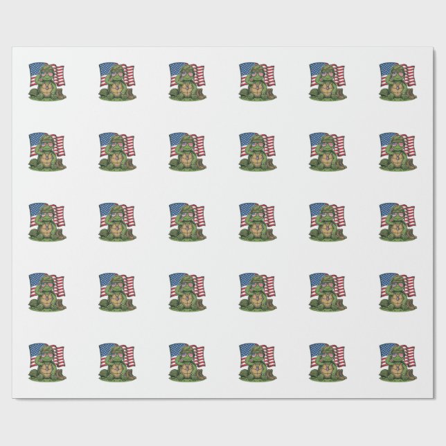 Patriotisk Sköldpadds Hilsning Vektor Design_1 Presentpapper (Platt)