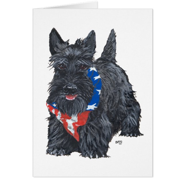 Patriotisk skotsk terrier hälsningskort (Framsidan)