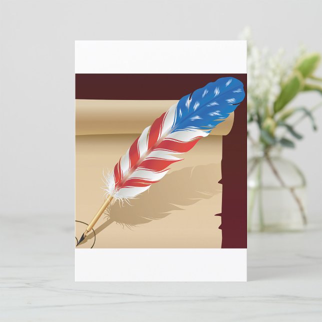 Patriotisk skrivfjäder på antikt papper inbjudningar (Skapare uppladdad)