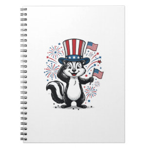 Patriotisk Skunk Vintage Fyrverkeri Grafisk Tröja_ Anteckningsbok