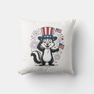 Patriotisk Skunk Vintage Fyrverkeri Grafisk Tröja_ Kudde