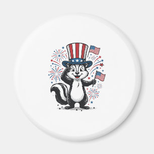 Patriotisk Skunk Vintage Fyrverkeri Grafisk Tröja_ Magnet