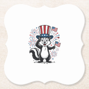 Patriotisk Skunk Vintage Fyrverkeri Grafisk Tröja_ Underlägg Papper
