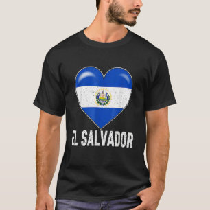 Patriotisk slitna El Salvador Flagga Hjärta Familj T Shirt