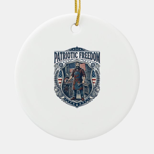 Patriotisk småföretagare julgransprydnad keramik (Framsidan)