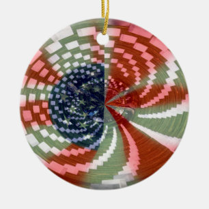 Patriotisk snurranderundaprydnad julgransprydnad keramik