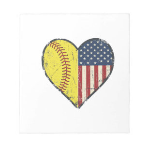 Patriotisk Softboll Hjärta Vintage Vektor Design_1 Anteckningsblock