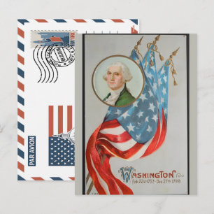Patriotisk soldat med amerikansk flagga brevkort helg vykort