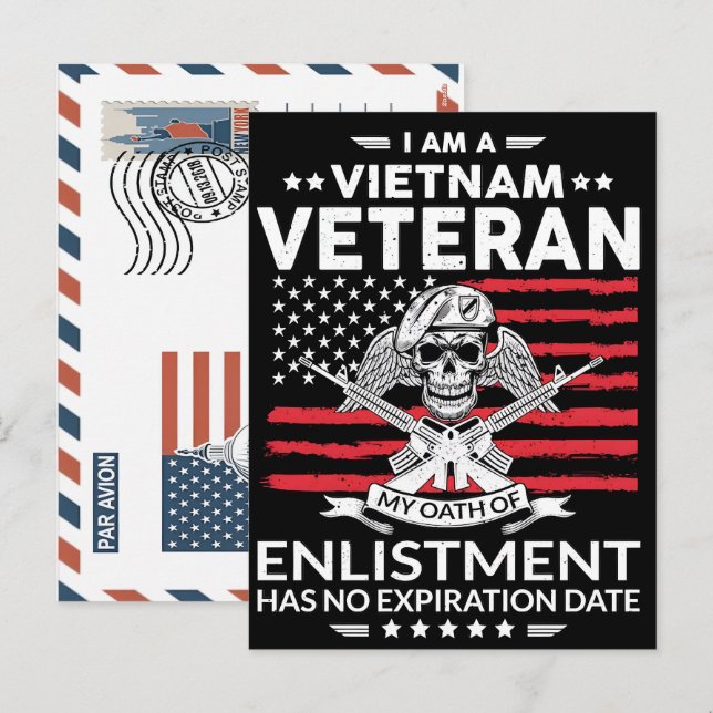 Patriotisk soldat med amerikansk flagga brevkort helg vykort (Fram/baksida)