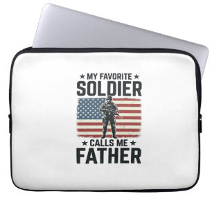Patriotisk Soldat Pappa Vintage Vector Tröja Desi Laptop Fodral