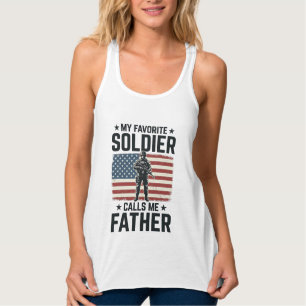 Patriotisk Soldat Pappa Vintage Vector Tröja Desi Linne Med Racerback