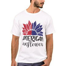 Patriotisk solros t-shirt i amerikanska flaggans f
