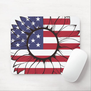 Patriotisk solros USA-flagg musmattor – Amerikansk