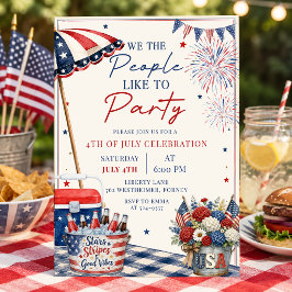 Patriotisk sommar 4 juli poolparty inbjudan