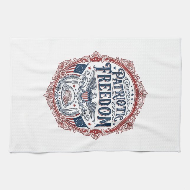 Patriotisk söndagsbrunch Vector Graphic Tee_1 Kökshandduk (Horisontell)