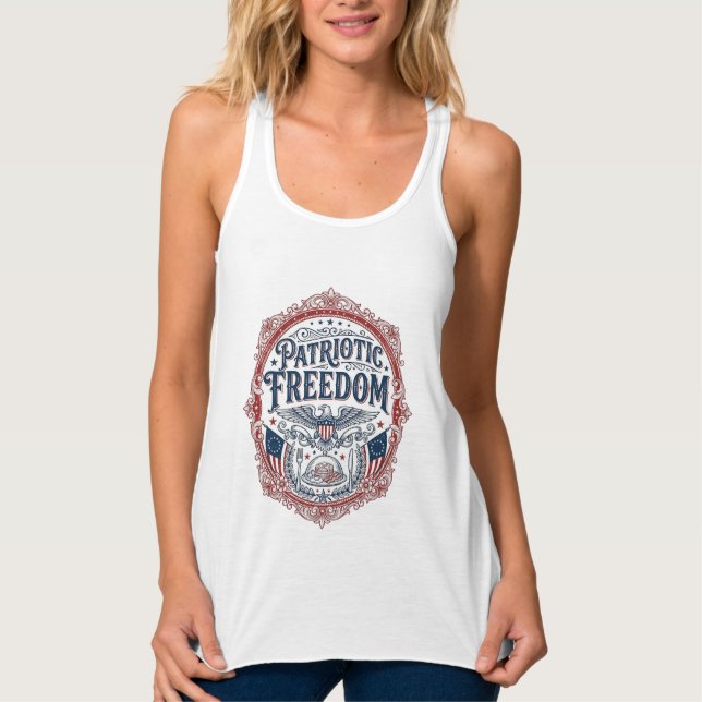 Patriotisk söndagsbrunch Vector Graphic Tee_1 Linne Med Racerback (Framsida)