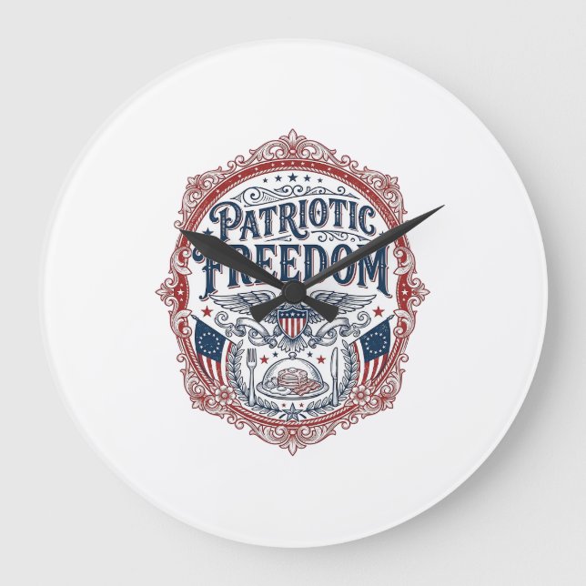 Patriotisk söndagsbrunch Vector Graphic Tee_1 Stor Klocka (Framsida)