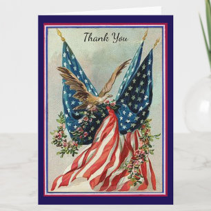 Patriotisk sorg amerikansk flagga och örn tack kort