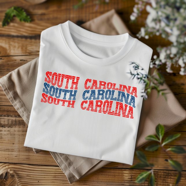 Patriotisk South Carolina röd och blå boho t-shirt (Skapare uppladdad)